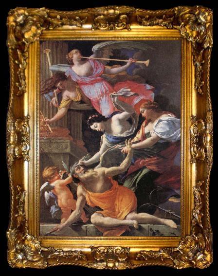 framed  Simon  Vouet Saturn,conquered byu Amor,Venus and Hope, ta009-2